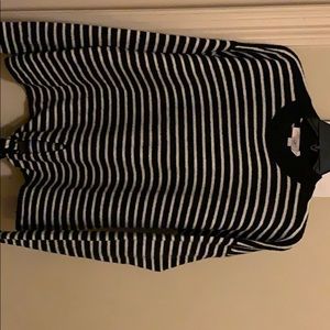 Loft black and white tie hem sweater